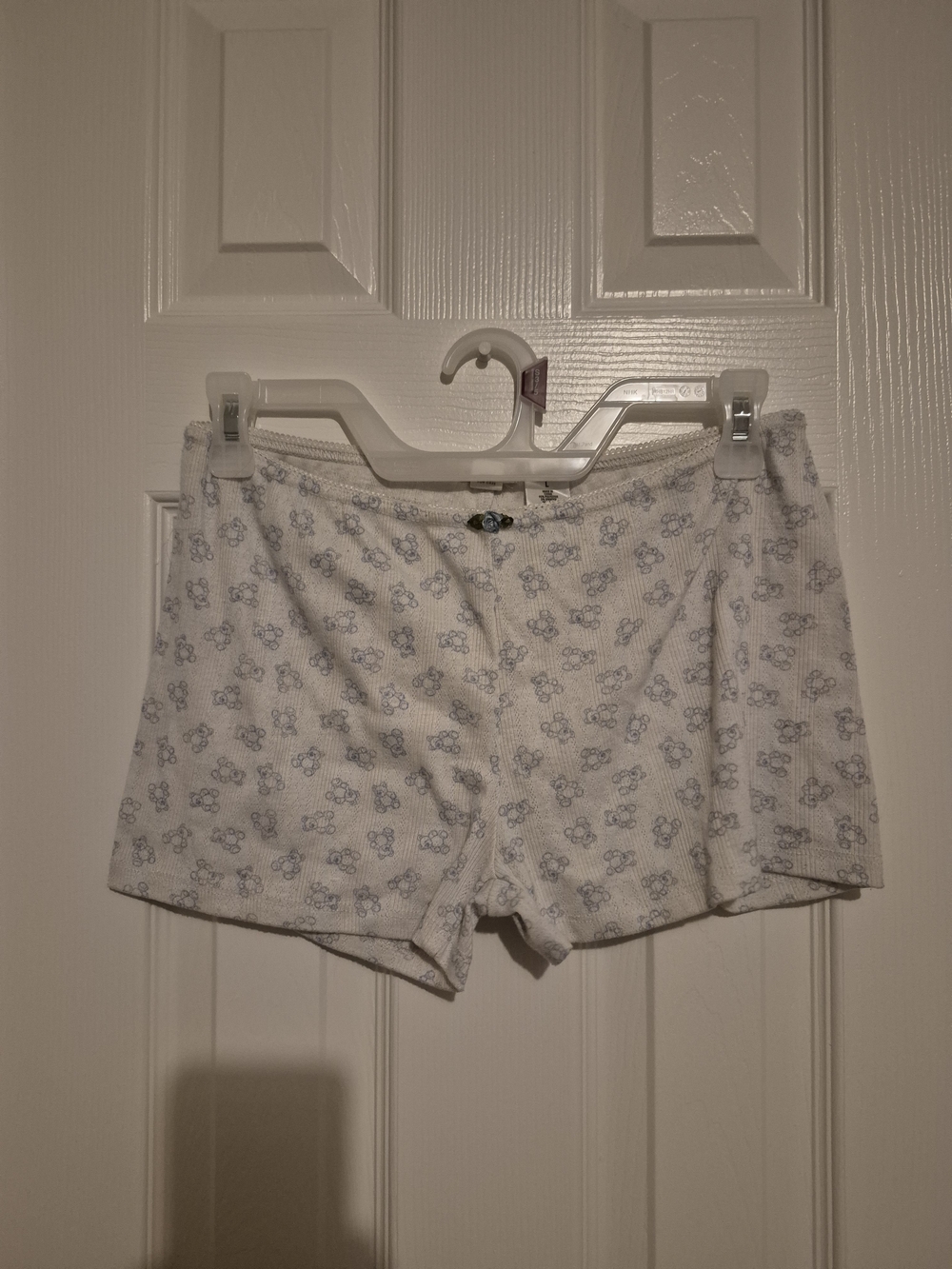 Aeropostale White Sleep Shorts with Light Blue Teddy Bear Print